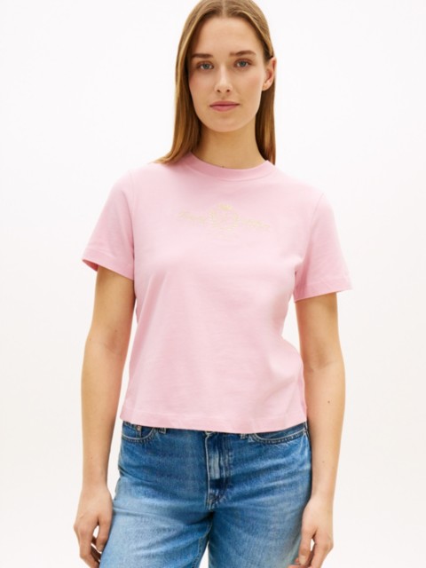 Женские футболки Tommy Hilfiger Gold-Tone Club Crest Logo T-Shirt