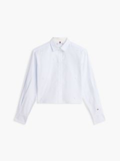 Embellished Cropped Poplin Shirt — Vessel Blue 5