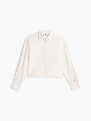 Женские рубашки Tommy Hilfiger Embellished Cropped Poplin Shirt — фото 3