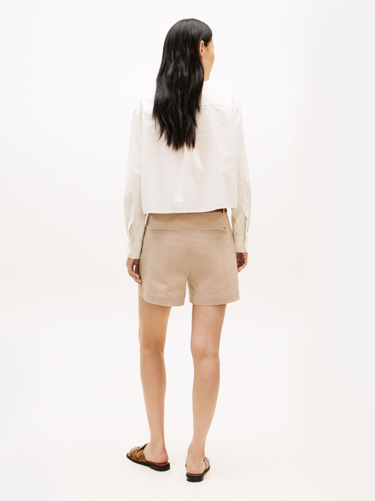 Embellished Cropped Poplin Shirt — Ecru