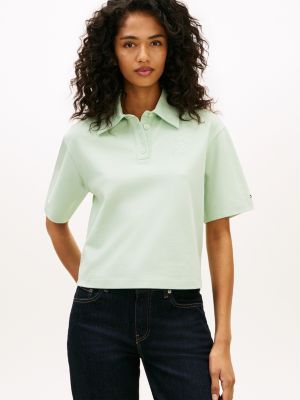 Relaxed Fit Script Monogram Pique Polo, Gentle Jade