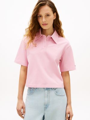 Relaxed Fit Script Monogram Pique Polo, Bonita Pink