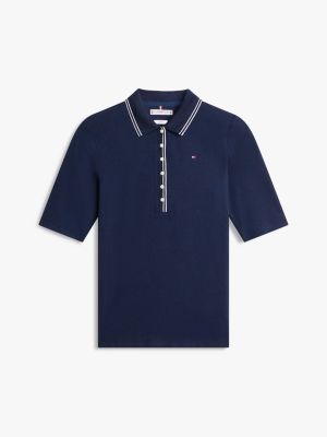 Женские свитеры Tommy Hilfiger Slim Fit Half-Sleeve Tipped Polo — фото 5