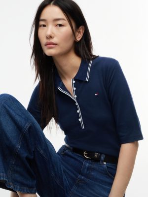 Женские свитеры Tommy Hilfiger Slim Fit Half-Sleeve Tipped Polo — фото 3