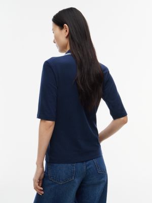 Женские свитеры Tommy Hilfiger Slim Fit Half-Sleeve Tipped Polo — фото 4