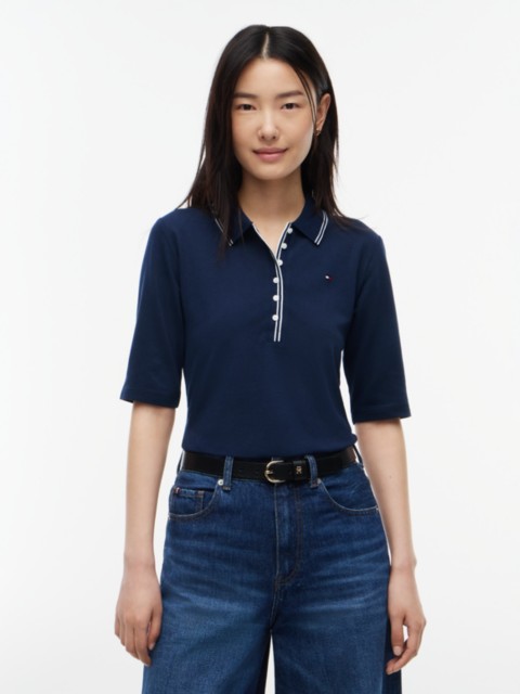 Женские свитеры Tommy Hilfiger Slim Fit Half-Sleeve Tipped Polo