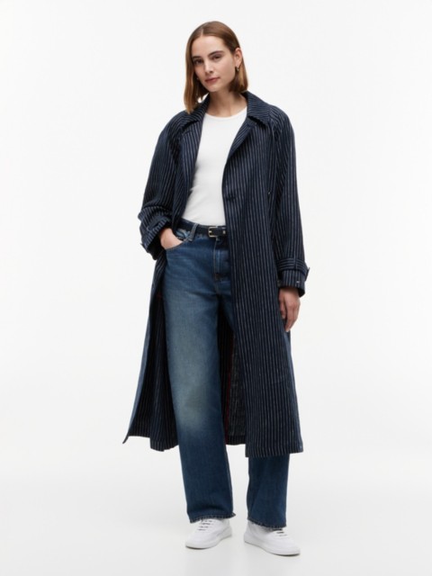 Женские куртки Tommy Hilfiger Striped Double-Breasted Trench Coat