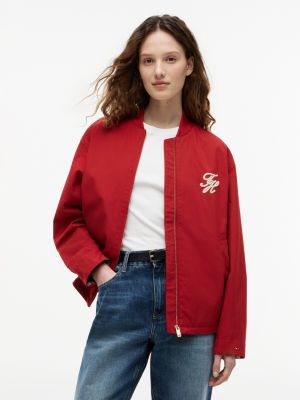 Script Monogram Twill Bomber Jacket, Dark Magma
