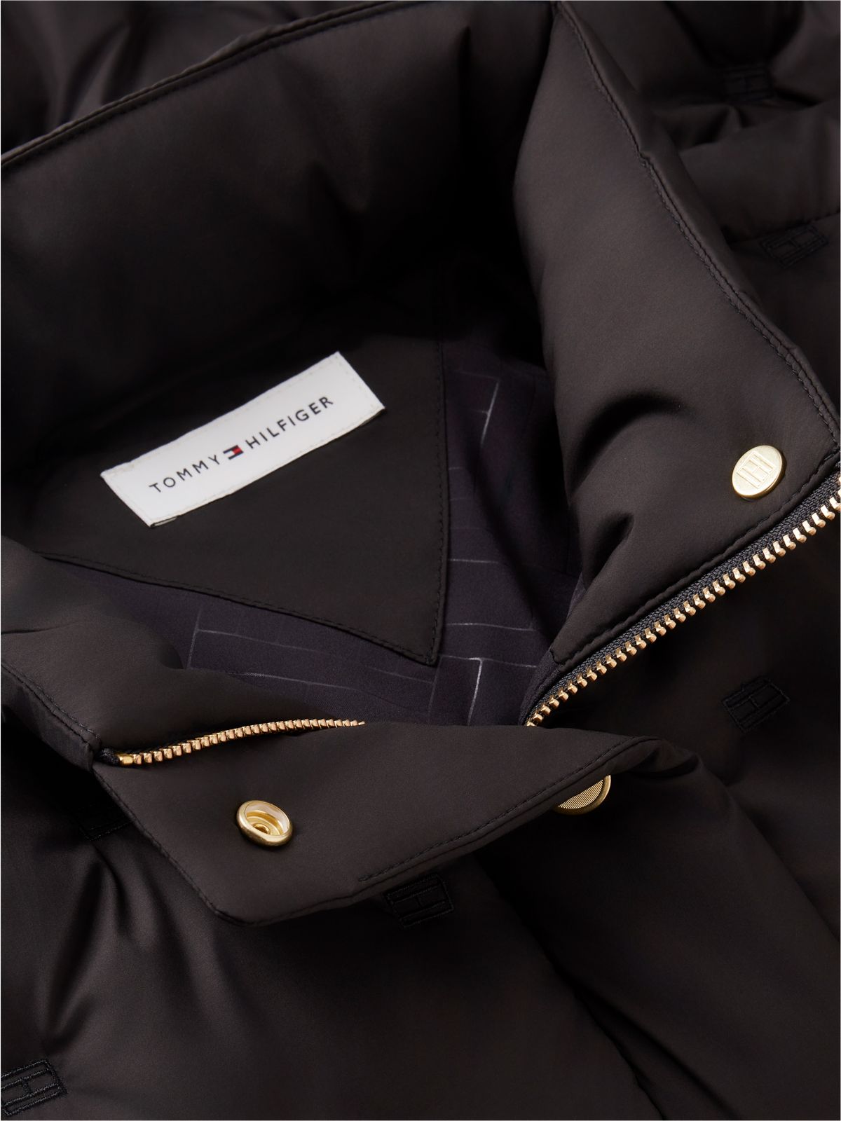 Water-Repellent Quilted Down Jacket — Black