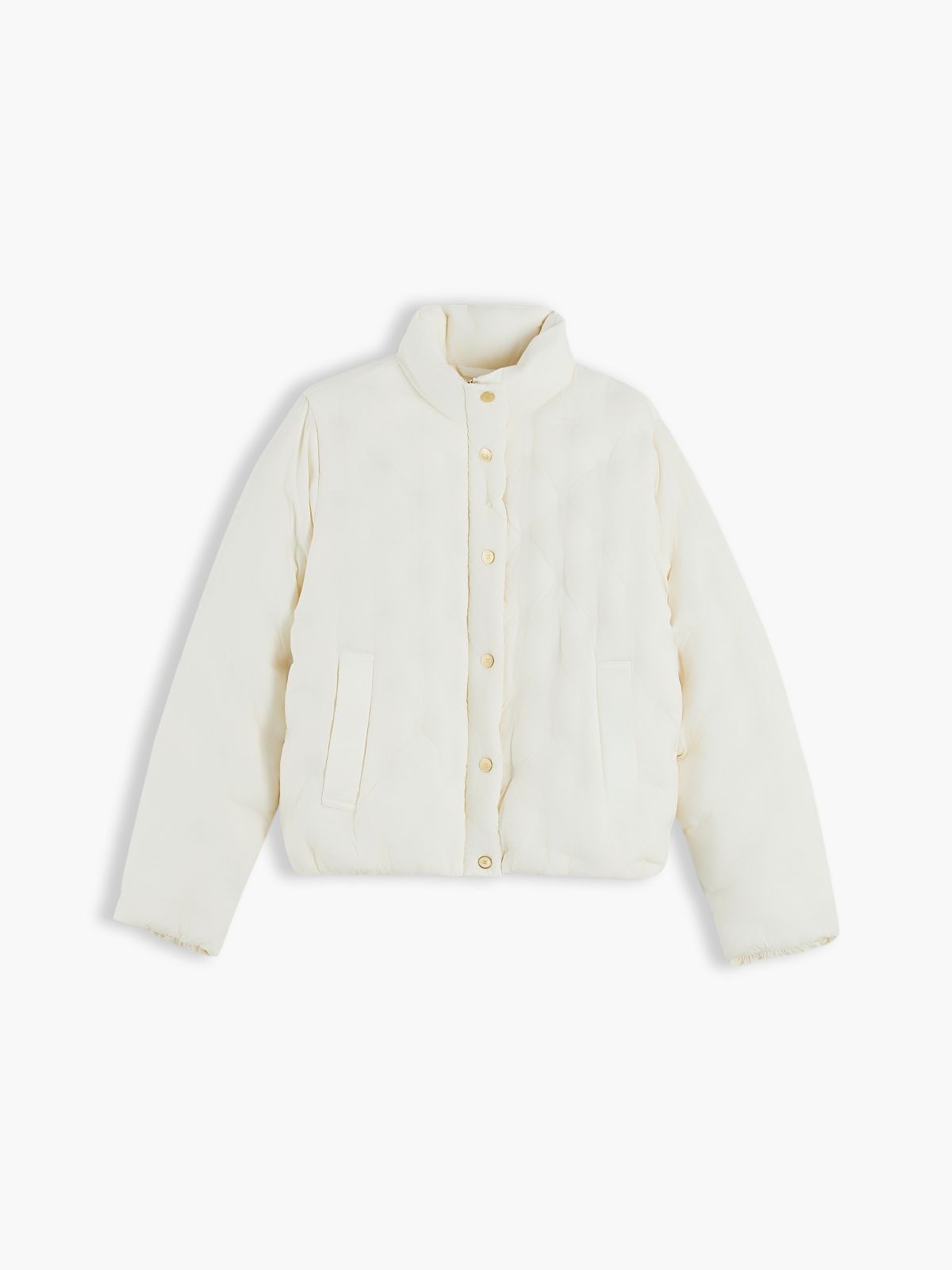 Water-Repellent Quilted Down Jacket — Rich Cream