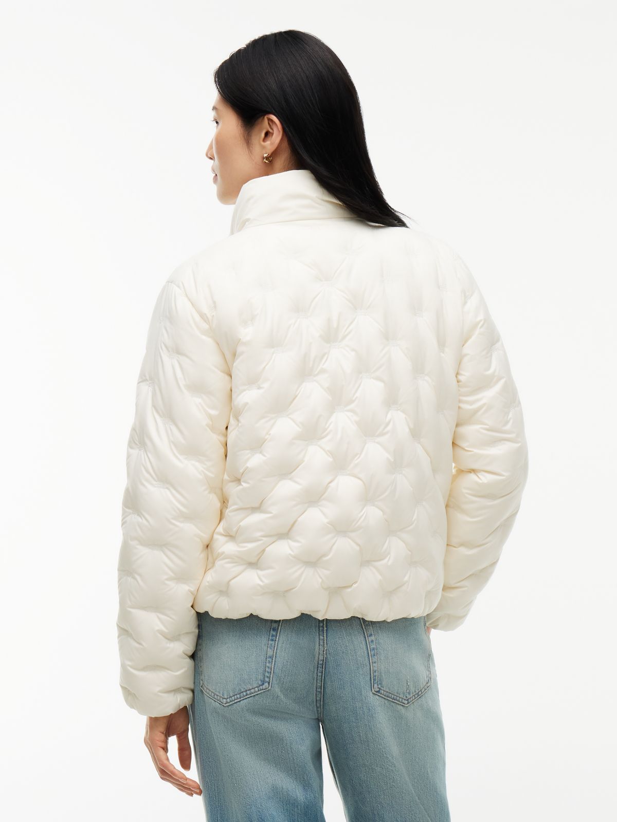 Water-Repellent Quilted Down Jacket — Rich Cream