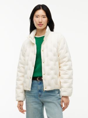 Water-Repellent Quilted Down Jacket, Rich Cream