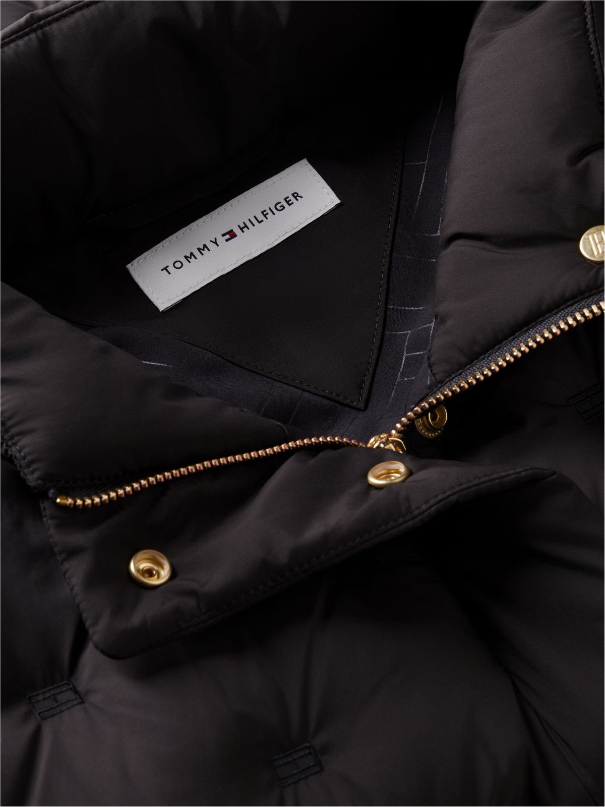 Water-Repellent Quilted Down Vest — Black
