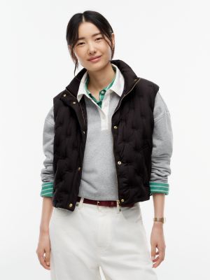 Water-Repellent Quilted Down Vest, Black