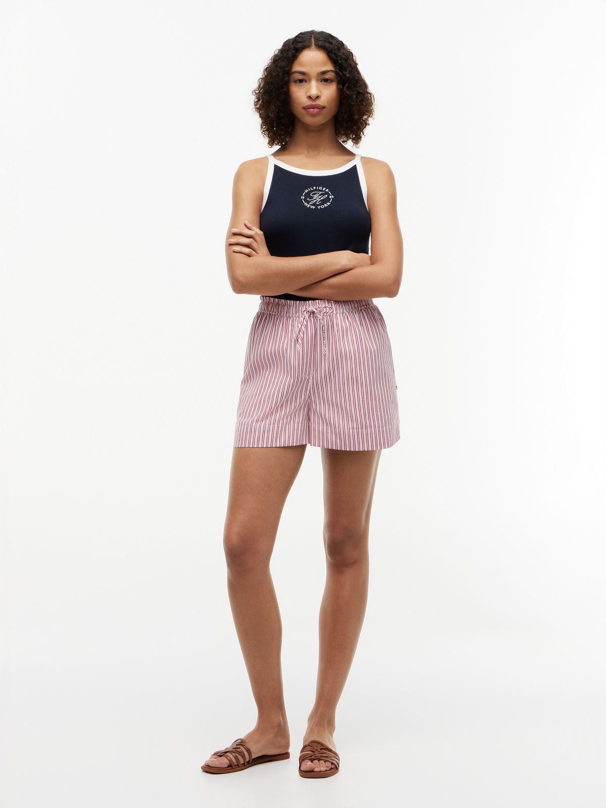 Striped Poplin Pull-On Short — Summer Stripe