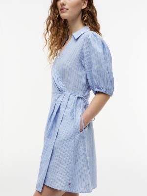 Tommy Hilfiger Striped Linen Mini Wrap Dress — фото 2
