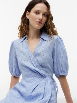 Tommy Hilfiger Striped Linen Mini Wrap Dress — фото 3