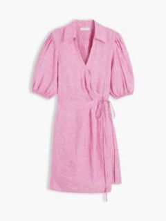 Striped Linen Mini Wrap Dress — Mini Classic Pink Stripe 5