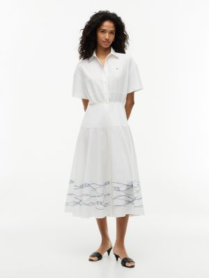 Short-Sleeve Poplin Shirtdress, Ivory / Rope