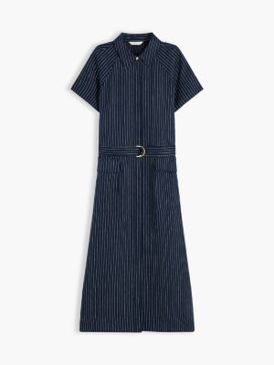 Женское платье Tommy Hilfiger Striped Linen-Blend, цвет: Полосатый тёмно-синий — фото 5