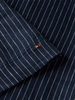 Striped Linen-Blend Dress — Pin Stripe Navy 6
