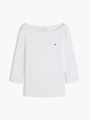 Женские футболки Tommy Hilfiger Slim Fit Boatneck T-Shirt — фото 5