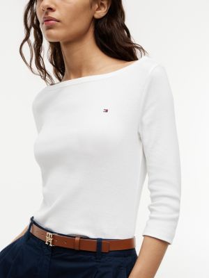 Женские футболки Tommy Hilfiger Slim Fit Boatneck T-Shirt — фото 3