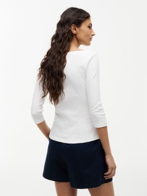 Женские футболки Tommy Hilfiger Slim Fit Boatneck T-Shirt — фото 4