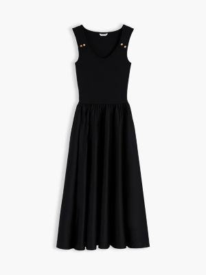 Tommy Hilfiger Gold-Button Mixed-Media Tank Dress — фото 5