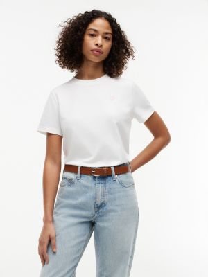 Embroidered Script Monogram T-Shirt, Ecru