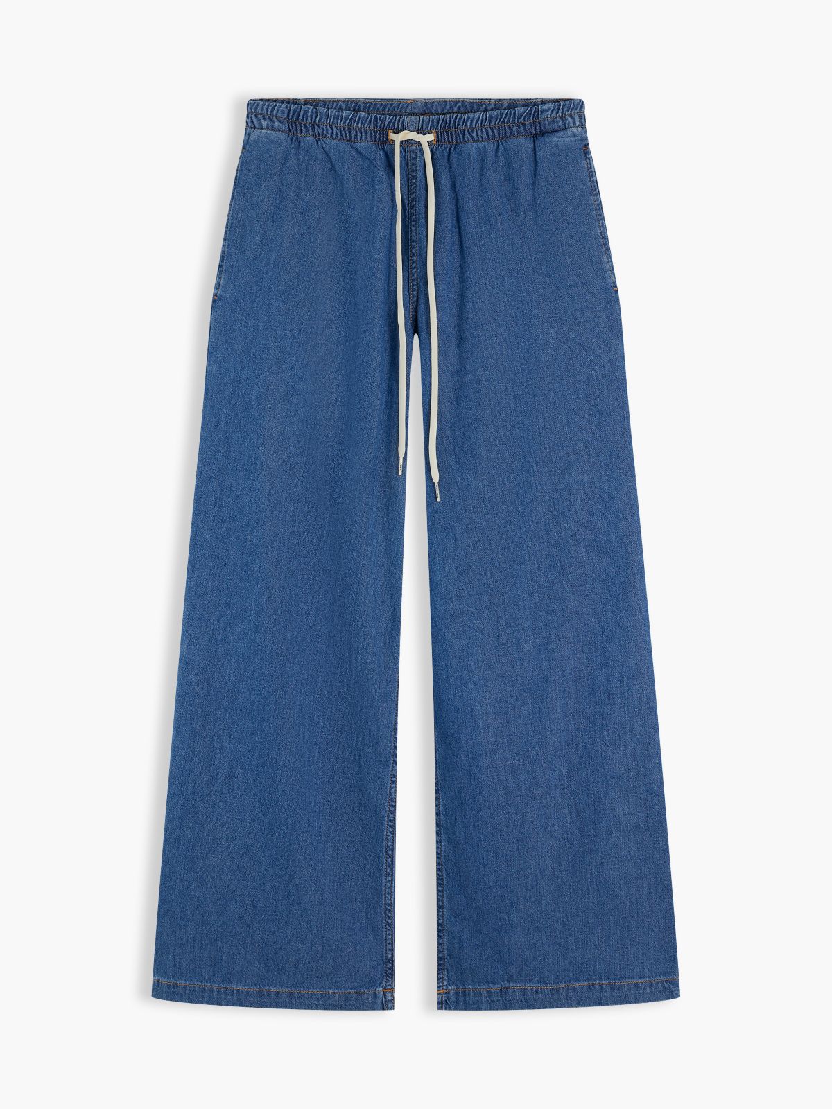 Mid-Rise Wide Leg Pull-On Jean — Blue
