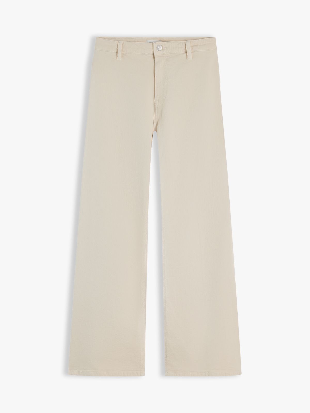 Stretch High-Rise Cropped Wide Leg Jean — Light Beige