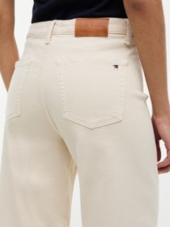 Stretch High-Rise Cropped Wide Leg Jean — Light Beige 3