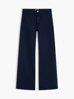 Stretch High-Rise Cropped Wide Leg Jean — Navy 5