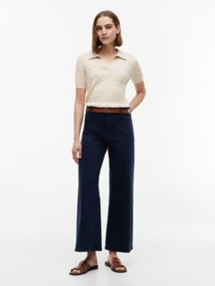 Stretch High-Rise Cropped Wide Leg Jean — Navy 2