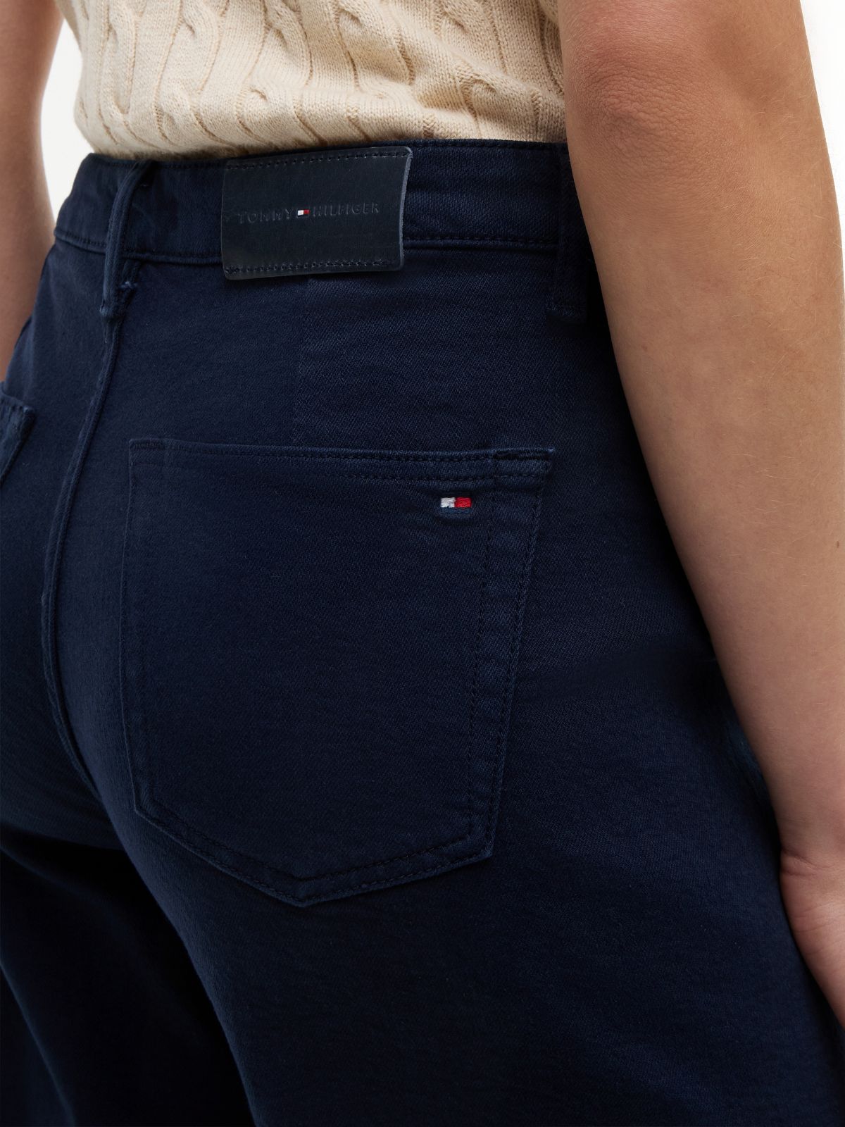 Stretch High-Rise Cropped Wide Leg Jean — Navy