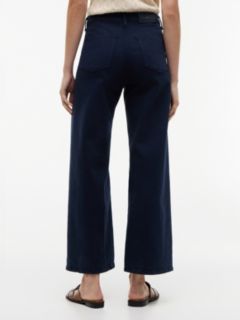 Stretch High-Rise Cropped Wide Leg Jean — Navy 4