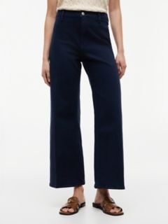 Stretch High-Rise Cropped Wide Leg Jean — Navy 1