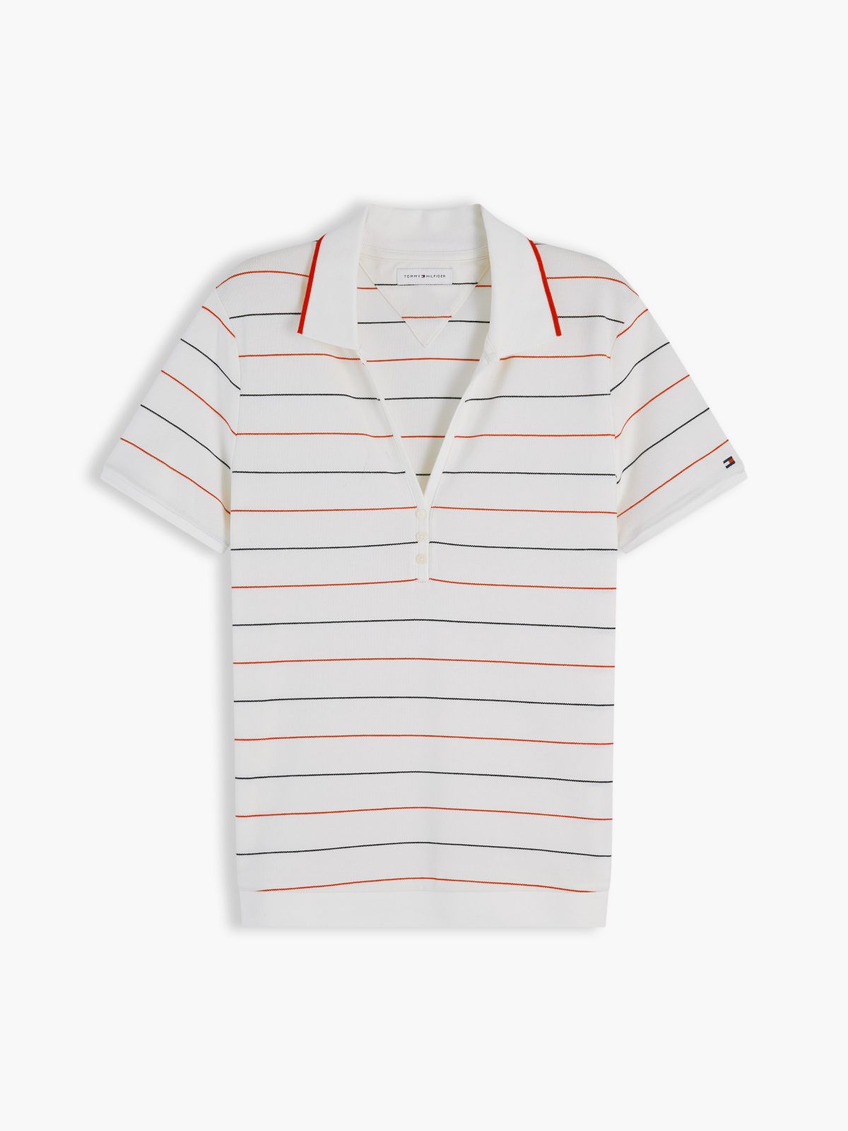 Lightweight Pique Henley Polo — Ecru / Multi Stripe