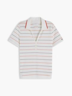 Lightweight Pique Henley Polo — Ecru / Multi Stripe 5