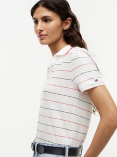 Lightweight Pique Henley Polo — Ecru / Multi Stripe 3