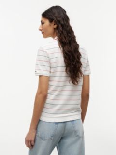 Lightweight Pique Henley Polo — Ecru / Multi Stripe 4