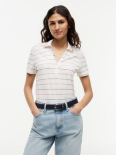 Lightweight Pique Henley Polo — Ecru / Multi Stripe 1