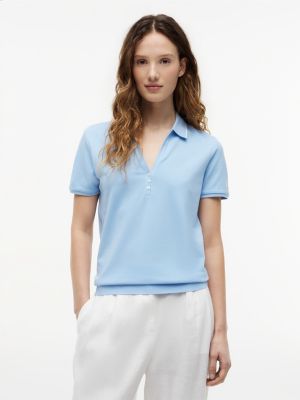 Lightweight Pique Henley Polo, Verona Blue