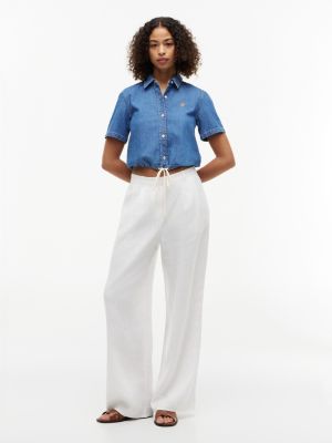 Женские рубашки Tommy Hilfiger Boxy Fit Tie-Hem Denim Shirt — фото 2