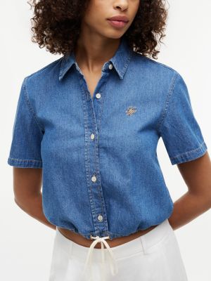Женские рубашки Tommy Hilfiger Boxy Fit Tie-Hem Denim Shirt — фото 3