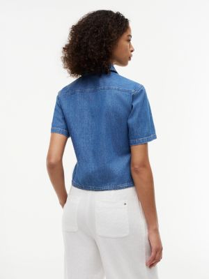 Женские рубашки Tommy Hilfiger Boxy Fit Tie-Hem Denim Shirt — фото 4
