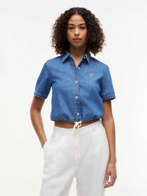 Женские рубашки Tommy Hilfiger Boxy Fit Tie-Hem Denim Shirt