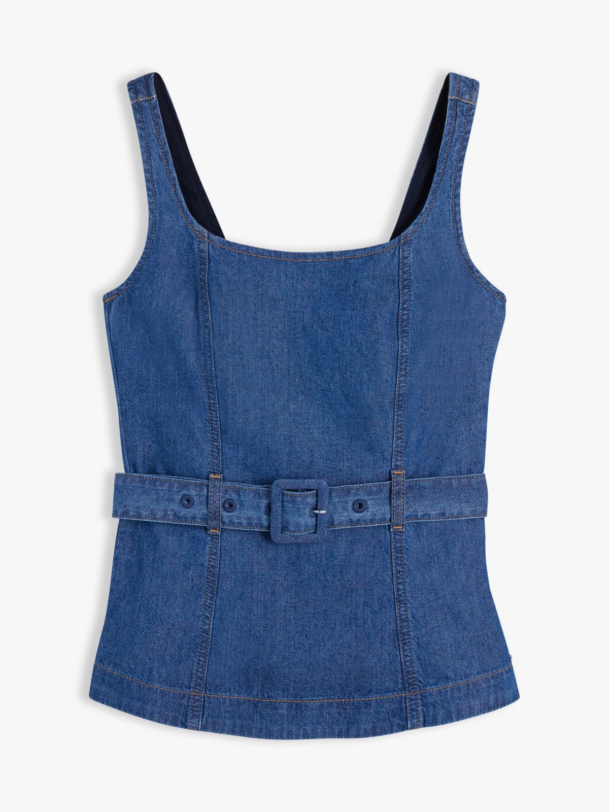 Belted Denim Tank Top — Medium Denim