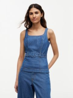 Belted Denim Tank Top — Medium Denim 1
